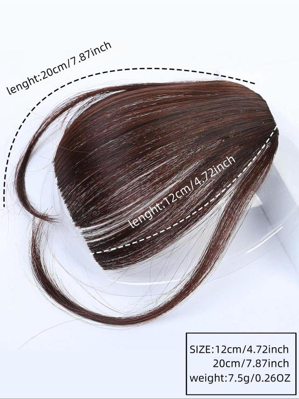 8 Inch Short Straight Bangs, Synthetic Hair Extensions for Women, Clip in Bangs Front Neat Bangs Hairpiece, Synthetic Fake Hair Piece Bangs for Women