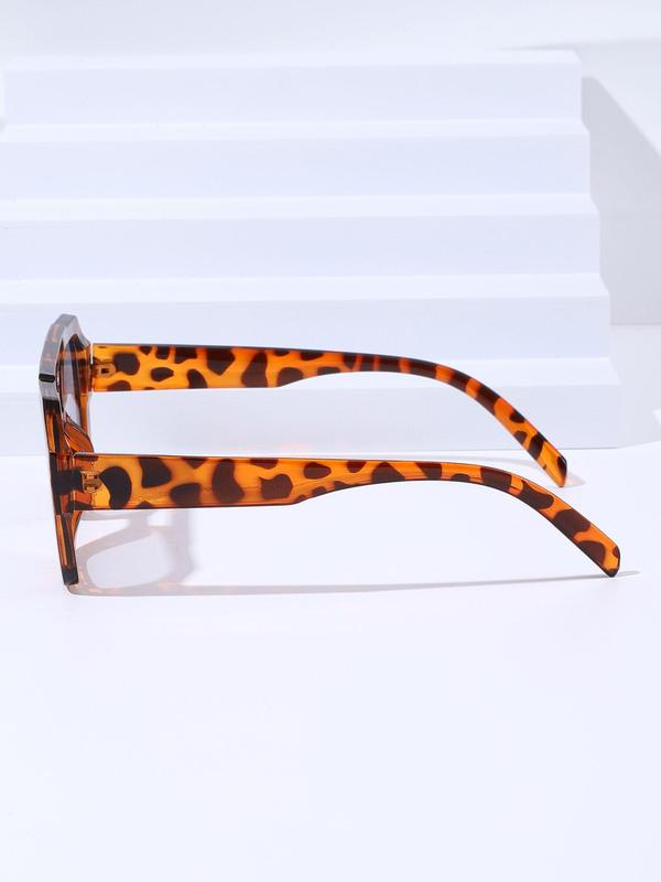 Unisex Street Double Bridge Trend Leopard Print Sunglasses (1 Pair), Trendy Tortoiseshell Sunglasses for Everyday Use, Fashion Accessories for Outdoor Activities