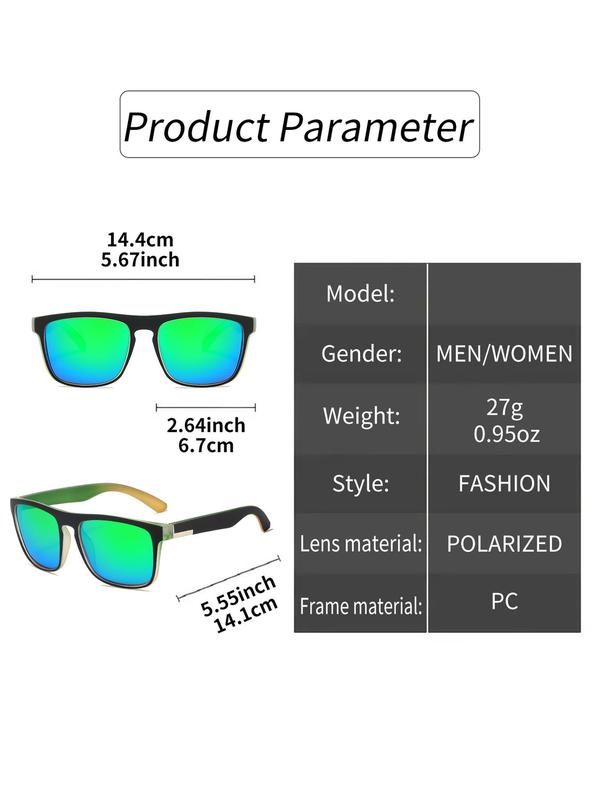 Unisex Sporty Square Frame Polarized Sunglasses Set, Designer Sunglasses, Trendy Casual Tinted Lens Sunglasses for Everyday Use, Fashion Accessories for Outdoor Activities