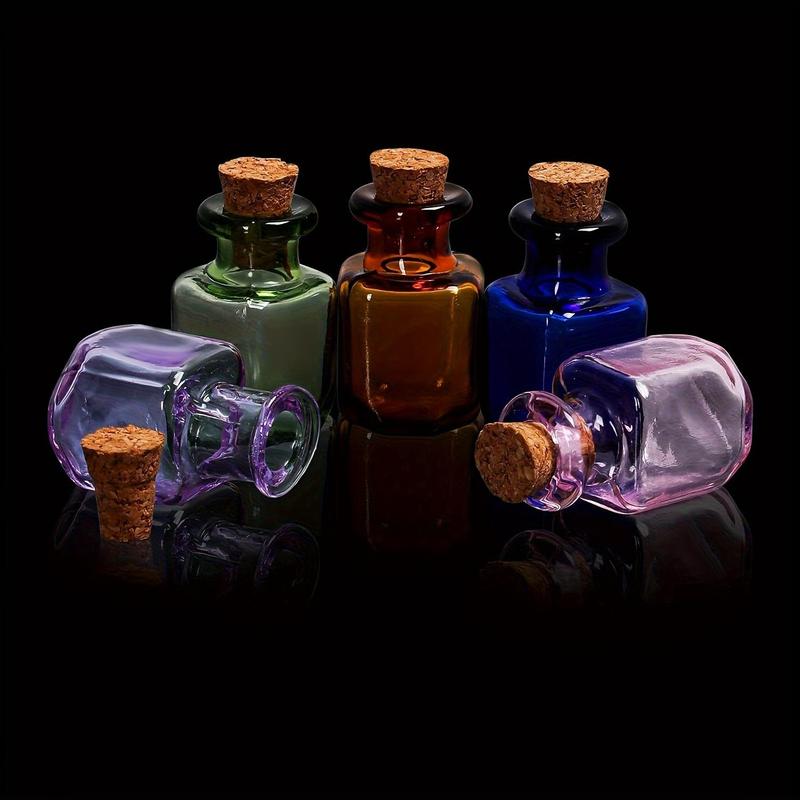 Random Color Mini Glass Bottle Pendant, 5 Counts Creative Mini Glass Bottle Statue, Jewelry Making Accessories For Home Decor