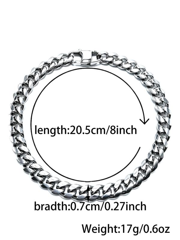 Men's Minimalist Temperament Chain Bracelet, Fashionable Stainless Steel Bangle for Party, Daily Decor, Trendy All-match & Exquisite Jewelry for Birthday Gift