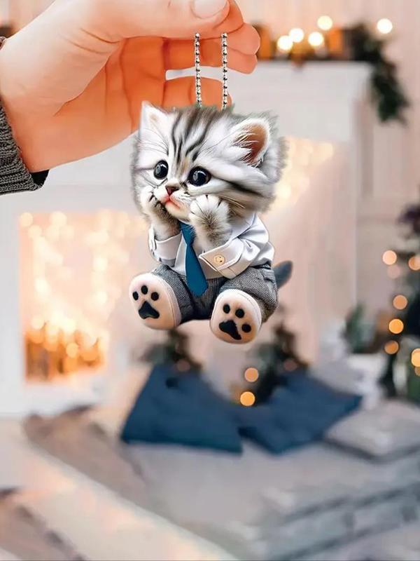 Cute Cartoon Cat Design Hanging Ornament, Car Acryl Keychain Pendant, Fashion Car Bag Keychain Charm Accessories for Men & Women