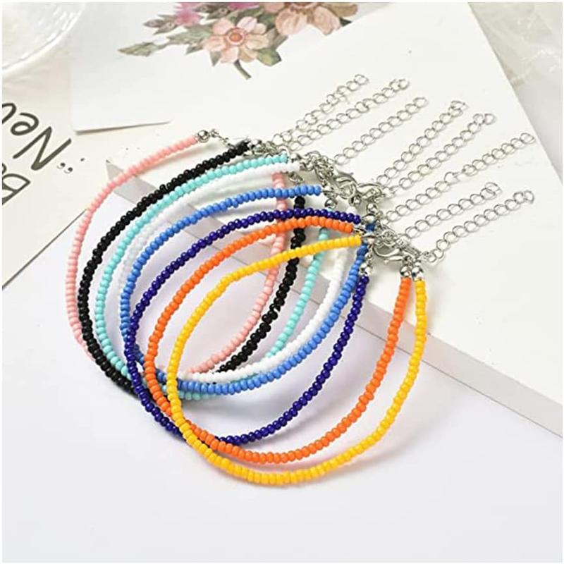 Boho Anklet for Women Teen Girls Handmade Elastic Beaded Ankle Bracelets for Women Summer Foot Jewelry