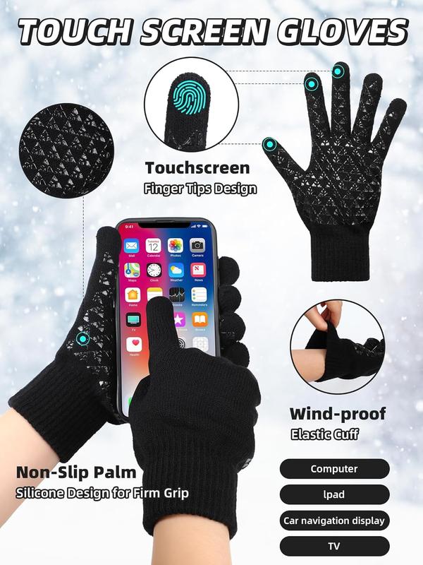 7 count Winter Beanie Hat Scarf Gloves Ear Warmer Socks Set for Men and Women Fleece Lining Beanie Touchscreen Gloves