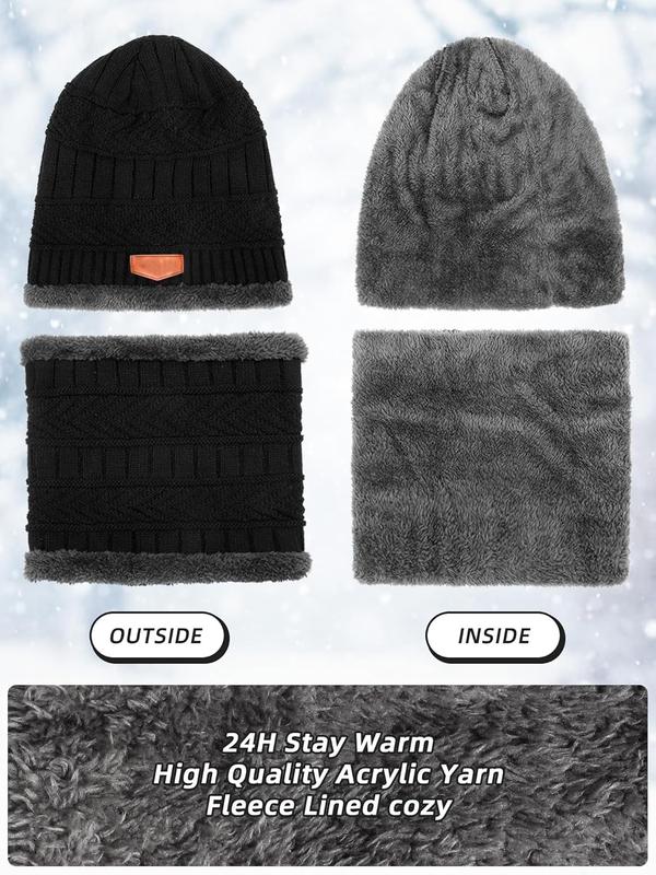 7 count Winter Beanie Hat Scarf Gloves Ear Warmer Socks Set for Men and Women Fleece Lining Beanie Touchscreen Gloves