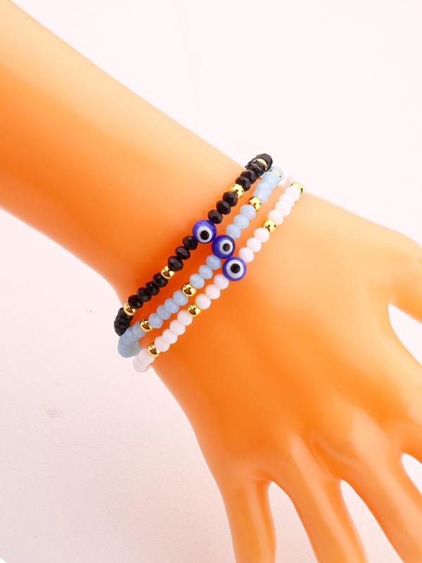 3pcs set Unisex Trendy Vintage Evil Eye Bracelets, 2024 New Vintage Bead Bracelets, Fashionable Jewelry for Women & Men As Birthday Gift