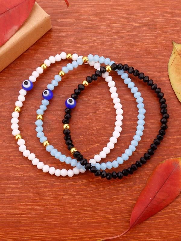 3pcs set Unisex Trendy Vintage Evil Eye Bracelets, 2024 New Vintage Bead Bracelets, Fashionable Jewelry for Women & Men As Birthday Gift