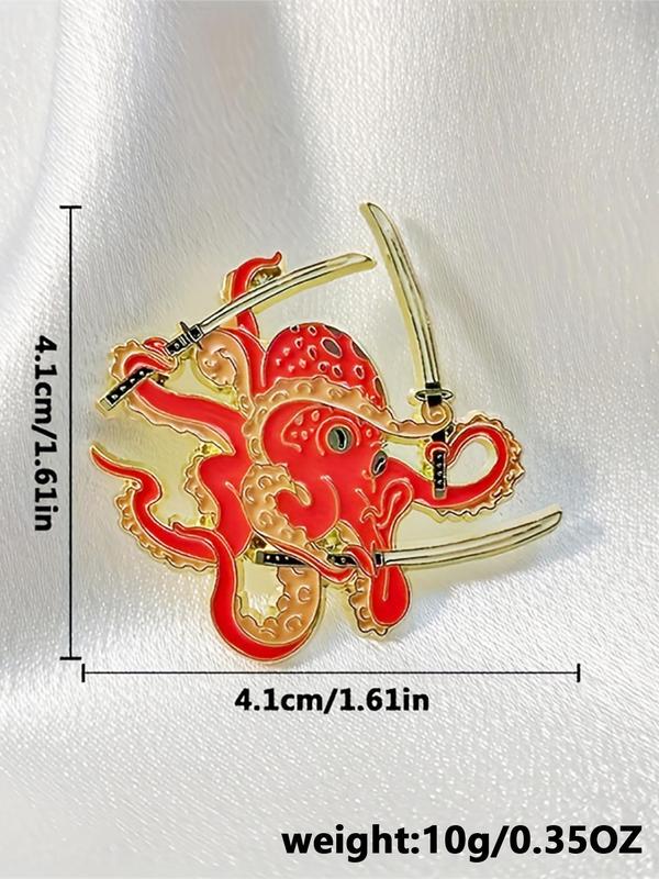 Cute Octopus Design Brooch, Fashionable Animal Themed Alloy Badge for Women & Men, Enamel Pin Suitable for Backpacks, Jeans, Scarves, Hats Decoration