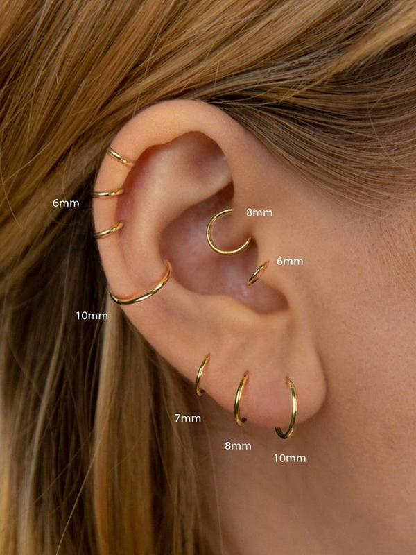 Women's Cute Trendy Hoop Earrings, Simple Style Plain Color Luxury Earrings for Clothing Decor, Trendy All-match & Exquisite Piercing Jewelry for Gift for Fall 2024