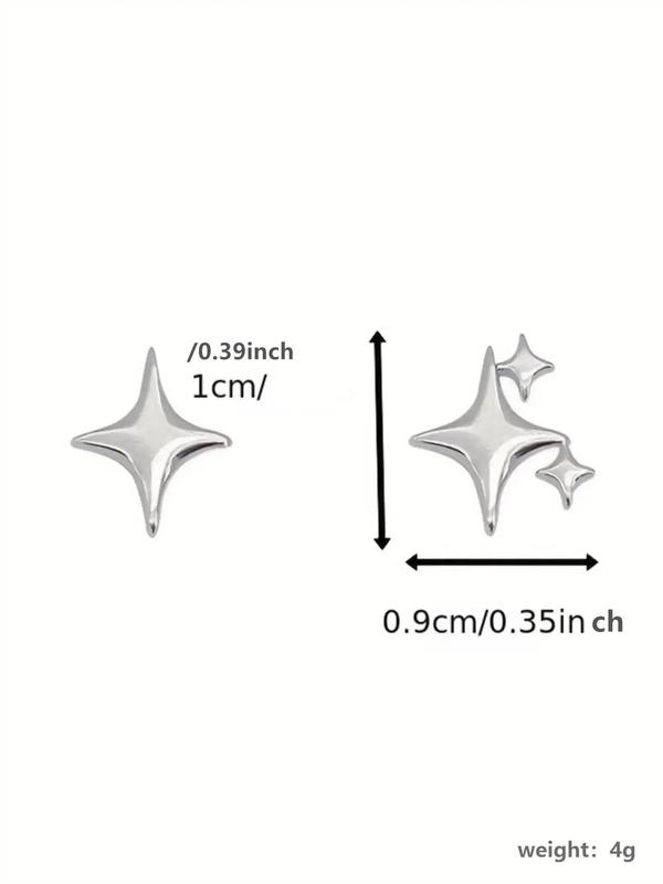 1 Pair Women's Creative Asymmetrical Mini Star Shaped Stud Earrings, Casual All-match Jewelry for Girls Gift, Female Classic Fashion Accessories for Daily Wear