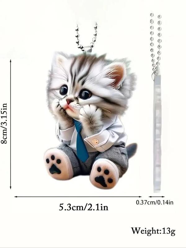 Cute Cartoon Cat Design Hanging Ornament, Car Acryl Keychain Pendant, Fashion Car Bag Keychain Charm Accessories for Men & Women