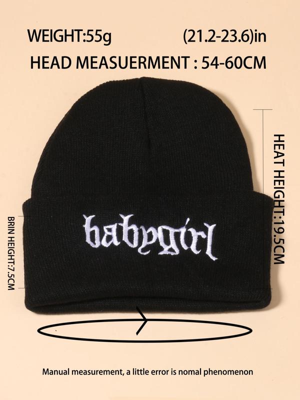 Hip Hop Letter Embroidery Graphic Beanies Hats for Men & Women, Casual Winter Outdoor Sports Y2k Fitted Cool Hat, New Trendy Solid Color Knit Top Tier Hat, Streetwear Clothing Accessory