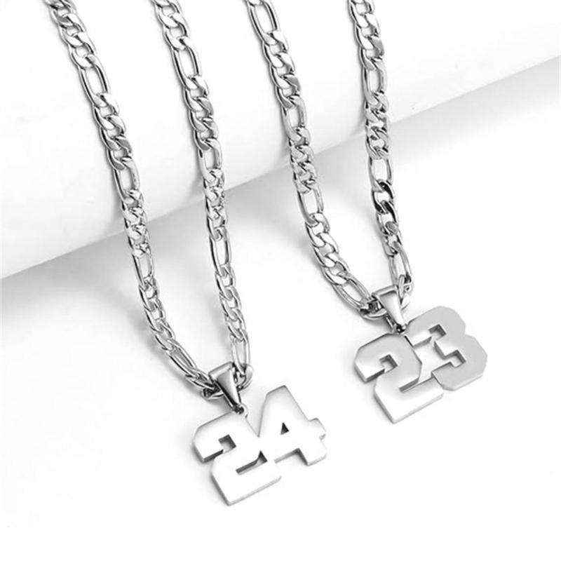 New Men's Athlete Stainless Steel Sports Number Necklace Baseball Basketball Football Team Inspired Jewelry Men's Athlete