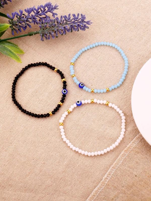 3pcs set Unisex Trendy Vintage Evil Eye Bracelets, 2024 New Vintage Bead Bracelets, Fashionable Jewelry for Women & Men As Birthday Gift