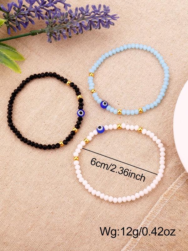 3pcs set Unisex Trendy Vintage Evil Eye Bracelets, 2024 New Vintage Bead Bracelets, Fashionable Jewelry for Women & Men As Birthday Gift