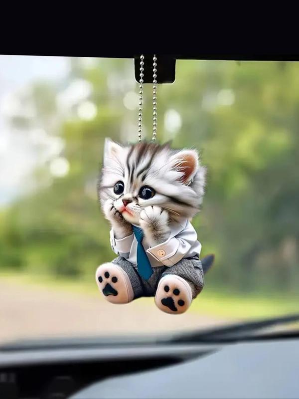 Cute Cartoon Cat Design Hanging Ornament, Car Acryl Keychain Pendant, Fashion Car Bag Keychain Charm Accessories for Men & Women