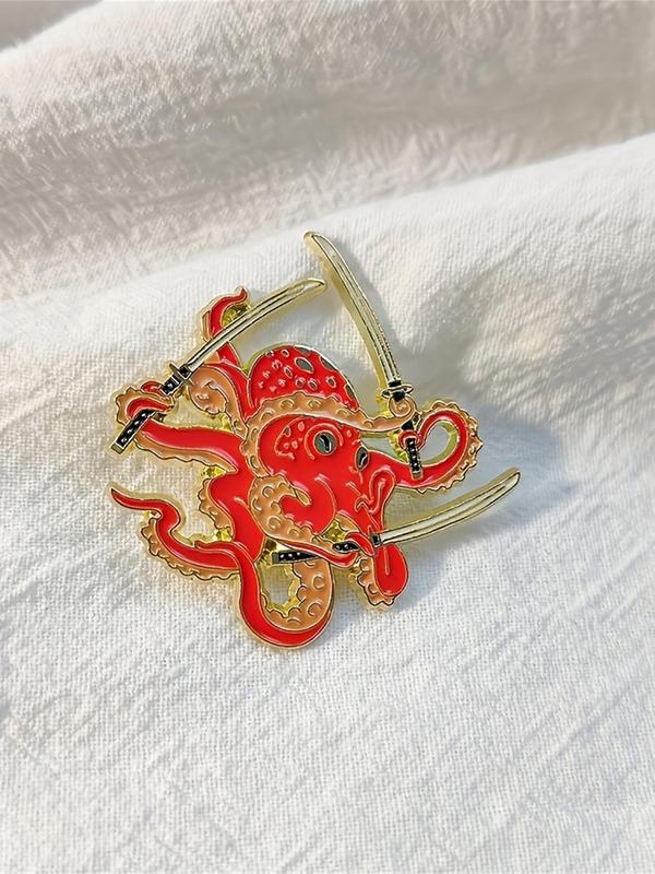 Cute Octopus Design Brooch, Fashionable Animal Themed Alloy Badge for Women & Men, Enamel Pin Suitable for Backpacks, Jeans, Scarves, Hats Decoration