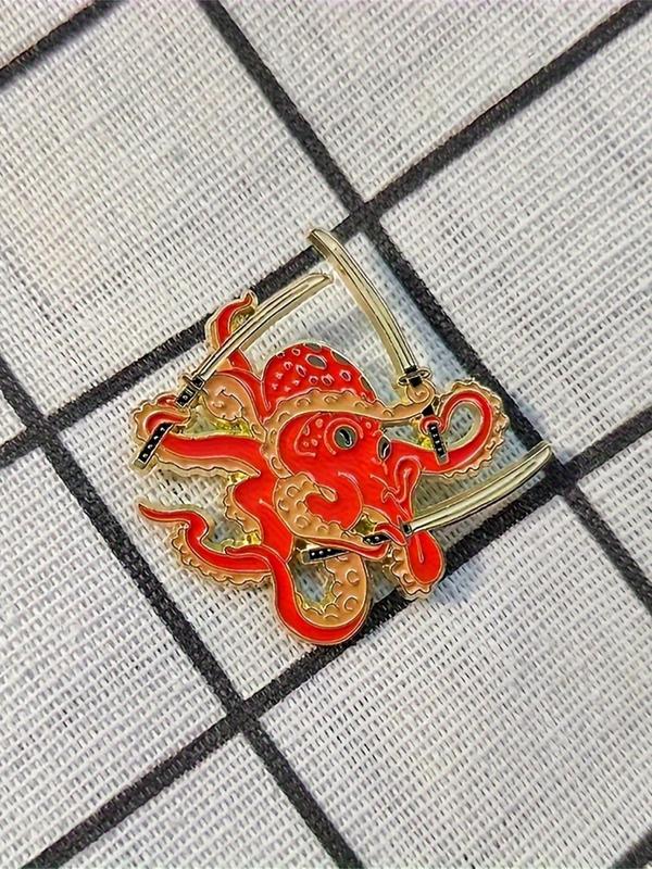 Cute Octopus Design Brooch, Fashionable Animal Themed Alloy Badge for Women & Men, Enamel Pin Suitable for Backpacks, Jeans, Scarves, Hats Decoration