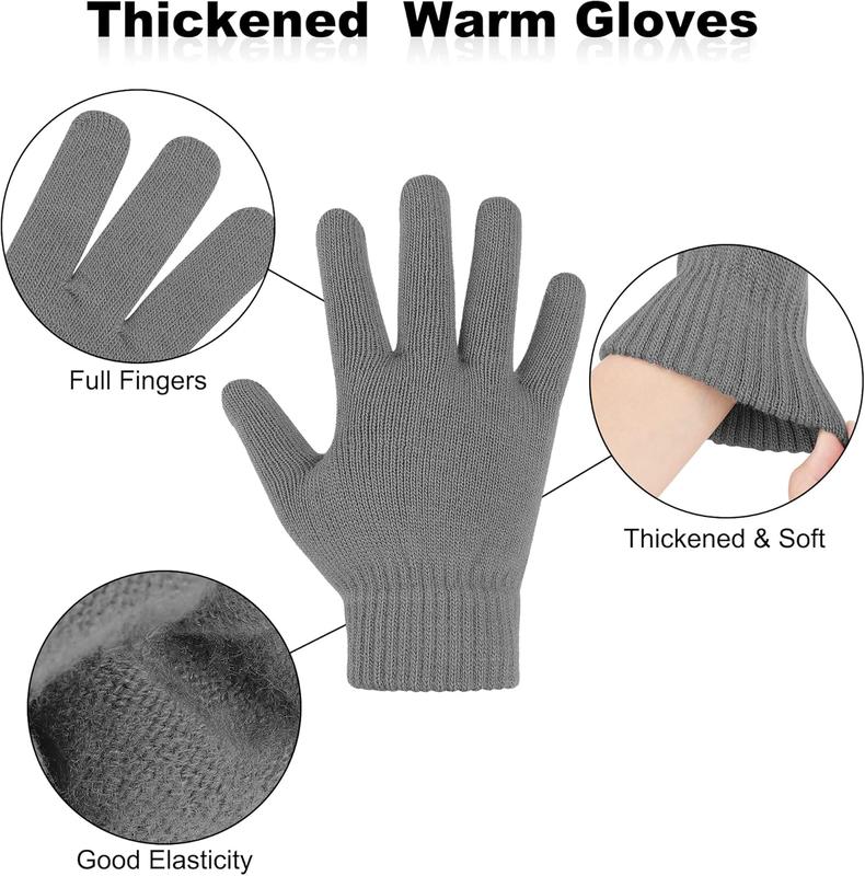 4 Pairs Winter Magic Gloves Thicken Knitted Warm Gloves Stretchy Full Fingers Unisex Gloves for Men Women