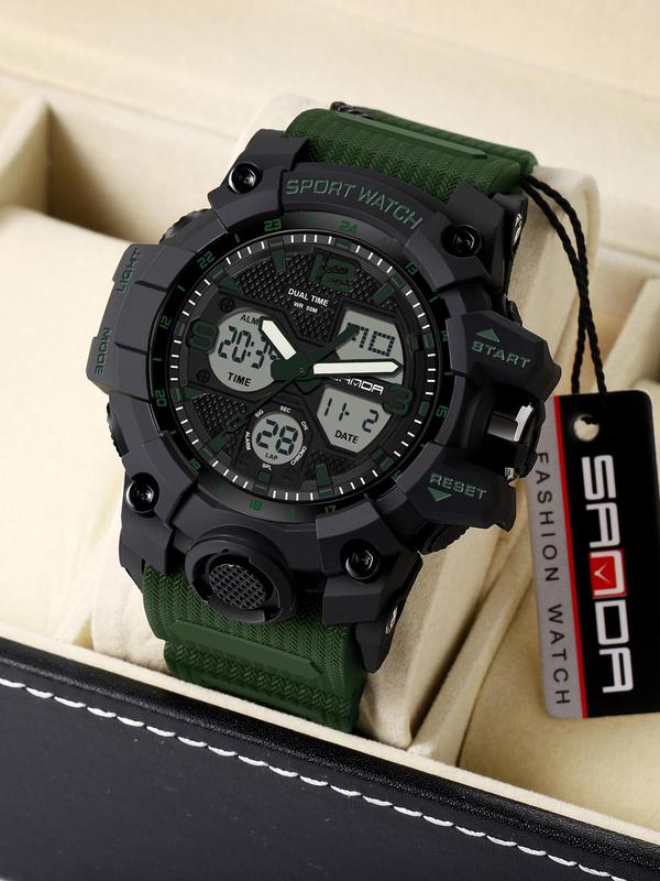 Men's Sportive Quartz Watch, Fashionable Analog-digital Watch with Luminous & Alarm Mode, Waterproof Watch with Digital Display for Men