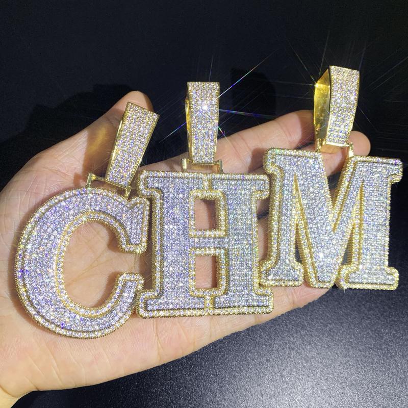 ICE WATER Large Letter zirconia Pendant For DIY Hip Hop Couple