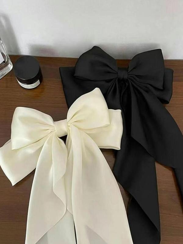 Solid Color Bow Decor Hair Clip, Cute Hair Accessories for Women & Girls, Minimalist Headwear Suitable for Thick Hair