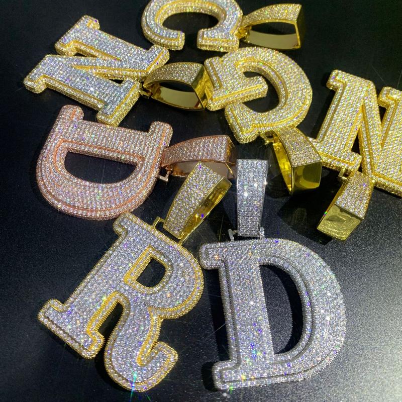 ICE WATER Large Letter zirconia Pendant For DIY Hip Hop Couple