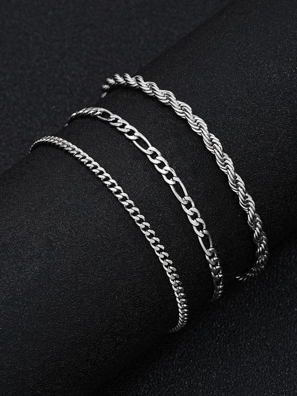 Men's Casual Punk Style Chain Bracelet,  Fashion Accessories for Party, Daily Clothing Decor, Trendy All-match & Exquisite Jewelry for Birthday Gift