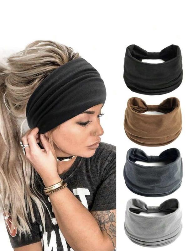 Solid Color Hair Band, High Stretch Hair Band for Women & Girls, Sweat Absorbing Headband for Daily Wear, Fashion Hair Accessories for Gym Workout Running