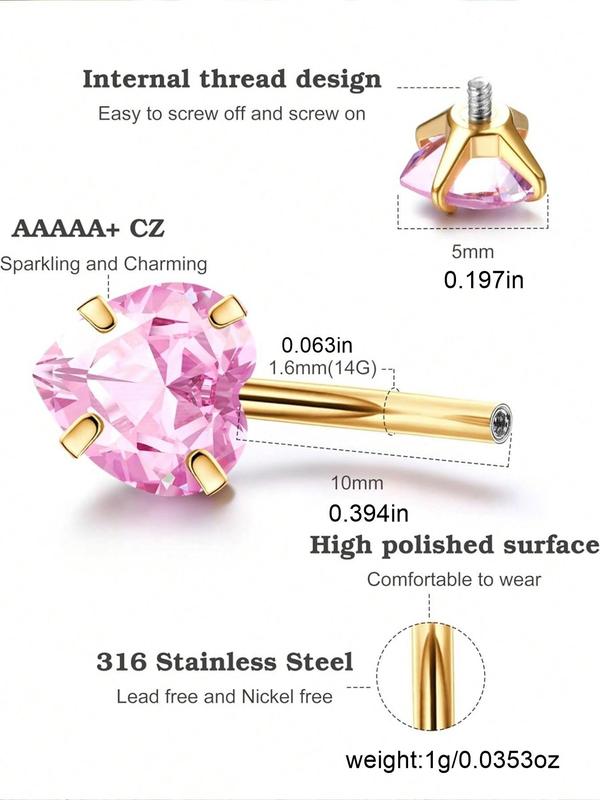 Heart & Butterfly & Rhinestone Decor Belly Ring, 2024 New Style Stainless Steel Navel Piercing Jewelry, Hypoallergenic Cute Butterfly Belly Button Rings for Women