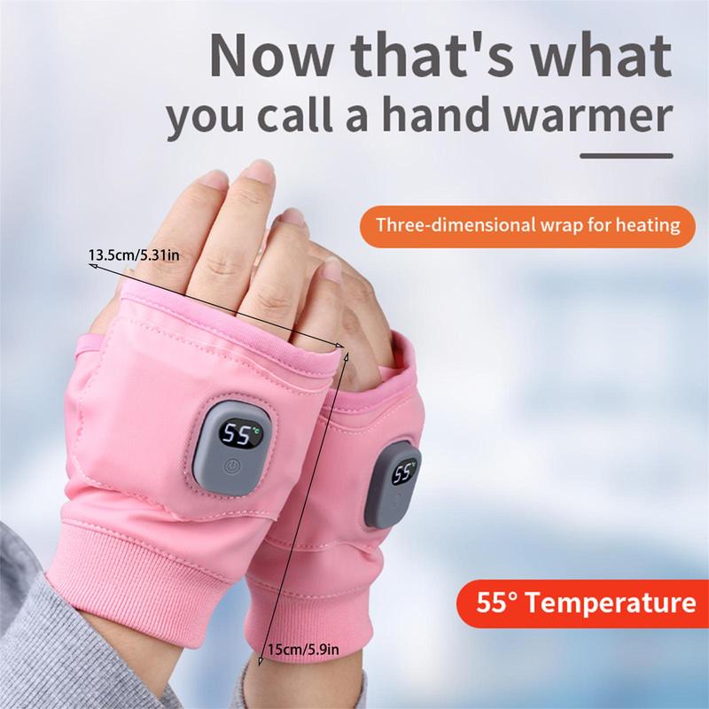 Rechargeable Heated Gloves, Electric Fingerless Gloves, USB Hand Warmer, Winter Warm Laptop Gloves, Hand Warmer for Men Women