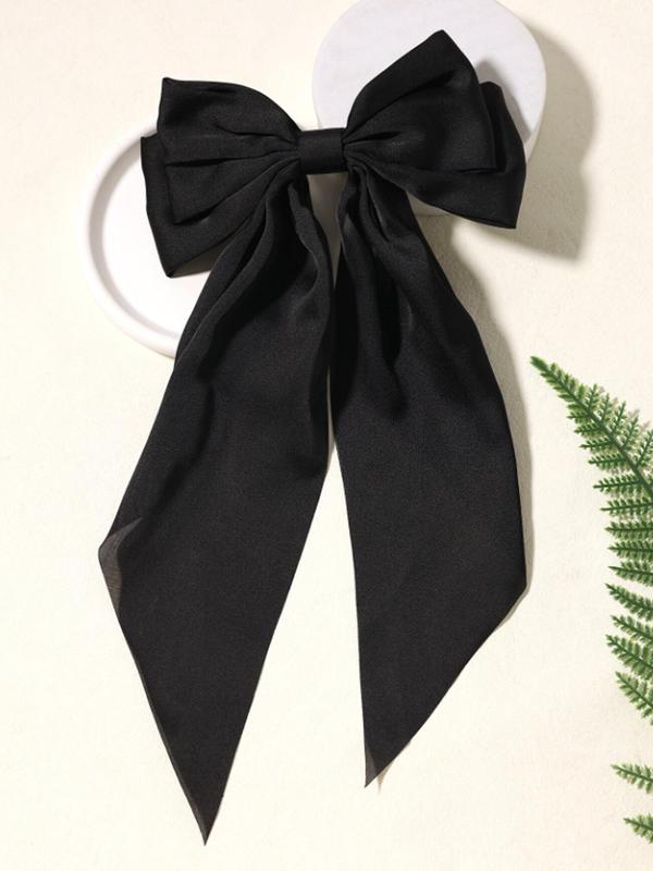 Solid Color Bow Decor Hair Clip, Cute Hair Accessories for Women & Girls, Minimalist Headwear Suitable for Thick Hair