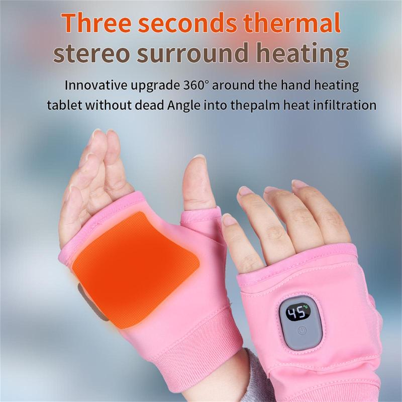 Rechargeable Heated Gloves, Electric Fingerless Gloves, USB Hand Warmer, Winter Warm Laptop Gloves, Hand Warmer for Men Women