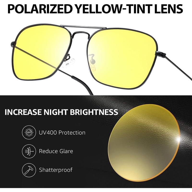 Night Driving Glasses for Men Women Anti Glare Night Vision Glasses with Polarized Yellow Lens for Night