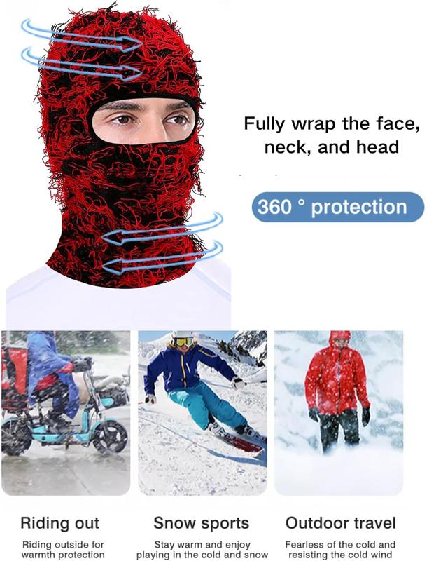 Distressed Tassel Cool Ski Mask Hip Hop Windproof Knit Hats Unisex Beanies Elastic Coldproof Balaclava For Women & Men