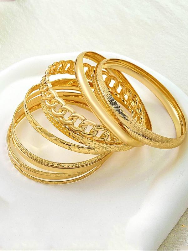 Vintage Boho Style Wide Bangles Set, 10pcs set Personalized Fashion Irregular Bangles, Casual Versatile Accessories for Parties, Daily Outfit Decoration