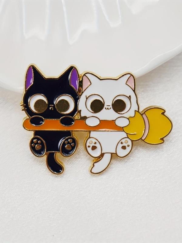 Cute Cat Design Brooch,  Enamel Pin Suitable for Backpacks, Jeans, Scarves, Hats Decoration,  Trendy All-match & Exquisite Brooch for Birthday Gift