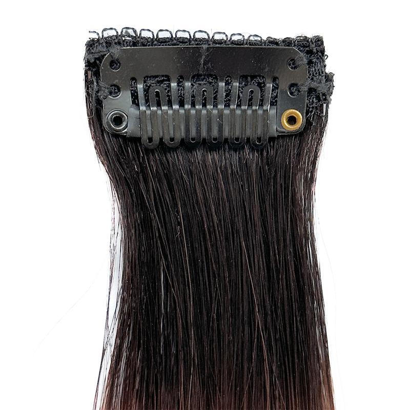 SuperNova Black Root Ombre Colored Clip-in Hair Extensions - 100% Human Hair, Straight & Handmade, Natural Look, Easy to Apply for Instant Style