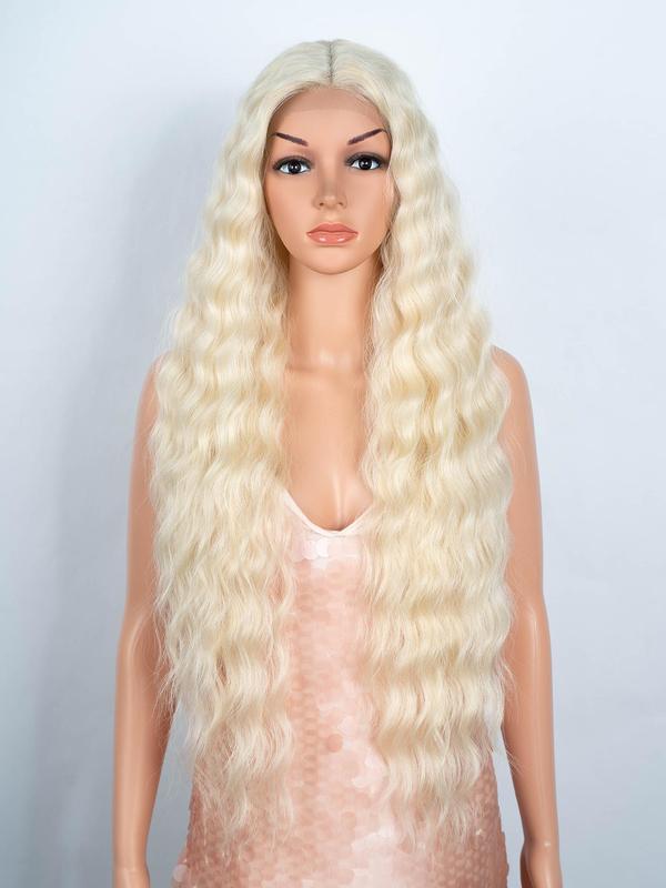 31 Inch Long Curly Wavy Lace Front Synthetic Wigs, Glueless Wigs for Women, Gorgeous Fluffy Wigs without Bangs for Cosplay, Or Costume Party, Striking Natural Fluffy Hai Anime Wigs for Fall Outfits & Fall Freshness Black Girl