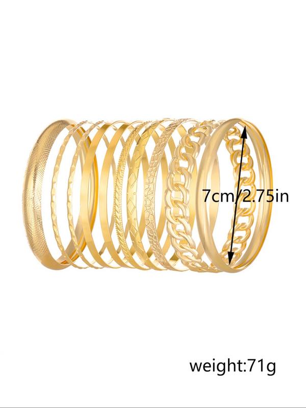 Vintage Boho Style Wide Bangles Set, 10pcs set Personalized Fashion Irregular Bangles, Casual Versatile Accessories for Parties, Daily Outfit Decoration