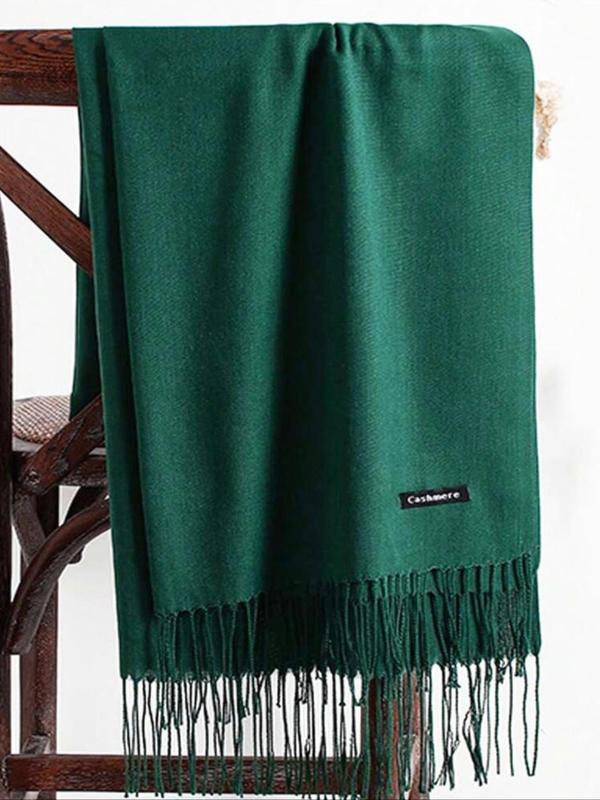 Solid Color Tassel Decor Scarf, Elegant Soft Warm Long Shawl for Women & Men, Fashion Accessories for Fall & Winter