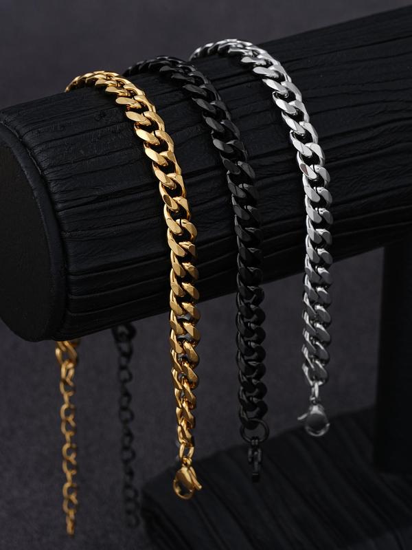 Men's Casual Punk Style Chain Bracelet,  Fashion Accessories for Party, Daily Clothing Decor, Trendy All-match & Exquisite Jewelry for Birthday Gift