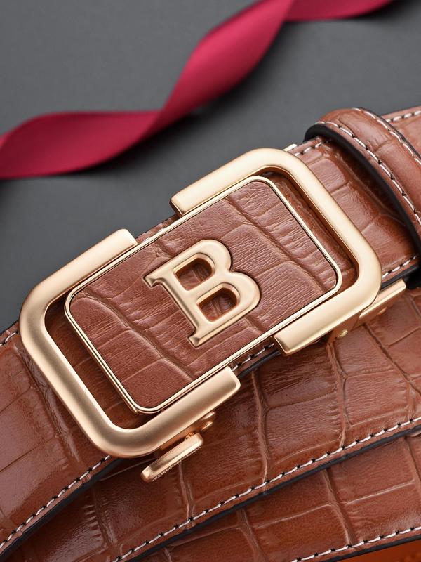 Men's Automatic Buckle Pu Leather Belt, Modern Classic Belt, 2024 New Style Business Casual Waistband for Work & Daily, Trendy All-match & Exquisite Belt