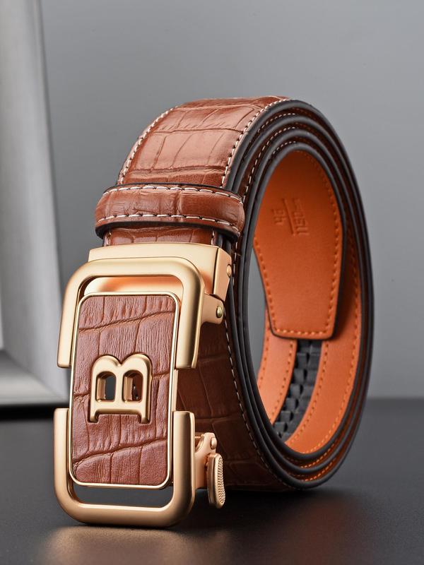 Men's Automatic Buckle Pu Leather Belt, Modern Classic Belt, 2024 New Style Business Casual Waistband for Work & Daily, Trendy All-match & Exquisite Belt