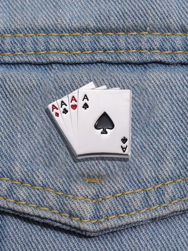 Playing Cards Poker Cards Design Brooch, Fashion Funny Brooch for Party, Daily Clothing Decor, Trendy All-match & Exquisite Brooch for Birthday Gift