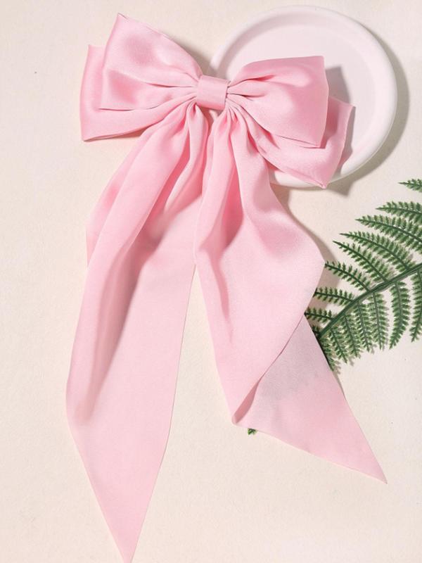 Solid Color Bow Decor Hair Clip, Cute Hair Accessories for Women & Girls, Minimalist Headwear Suitable for Thick Hair