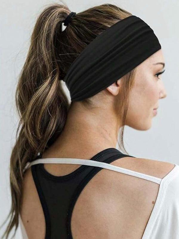 Solid Color Hair Band, High Stretch Hair Band for Women & Girls, Sweat Absorbing Headband for Daily Wear, Fashion Hair Accessories for Gym Workout Running