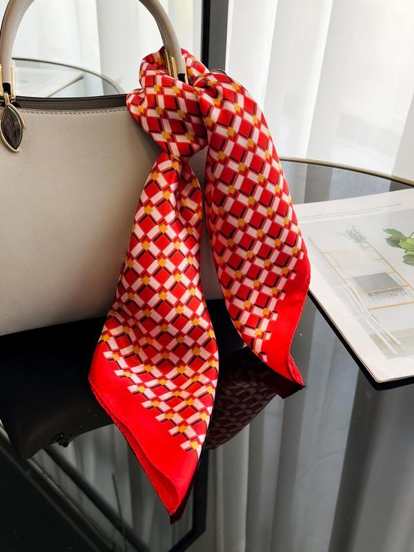 Women's Elegant Plaid Print Square Scarf, Fashionable Soft Comfortable Shawl for All Seasons, Versatile All-match Accessories for Women for Daily Use