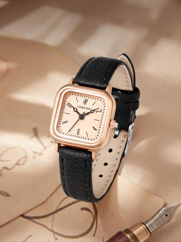 Women's Elegant Square Dial Quartz Watch As Gift, Vintage All-match Wristwatch, Trendy Retro Watch As Birthday Gift for Girlfriend with Box