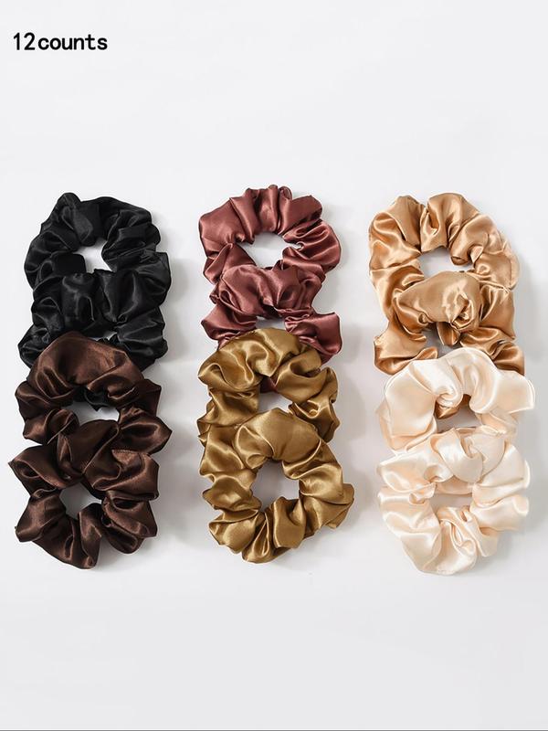 Simple Solid Satin Scrunchie, Casual Ponytail Holders Hair Tie for Women, Girl's Temperament Hair Accessories